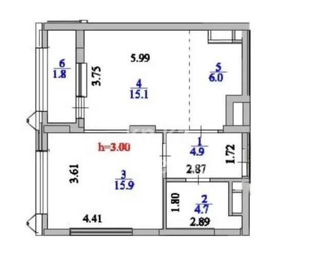 Продажа 2-комнатной квартиры, 48.4 м² в Астане