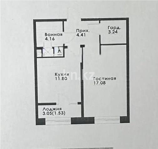 Продажа 1-комнатной квартиры, 42.22 м², ул. Навои, дом  30а/1 - Продажа квартир в Алматы с фото фото 1 из 1