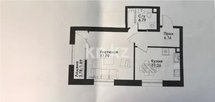 Продажа 1-комнатной квартиры, 41.89 м², ул. Симферопольская, дом  1/2 в Алматы