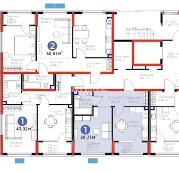 Продажа 1-комнатной квартиры, 39.71 м² в Алматы
