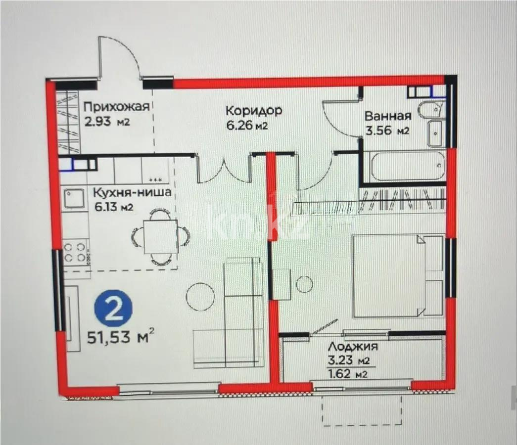Продажа 2-комнатной квартиры, 51.42 м² в Алматы