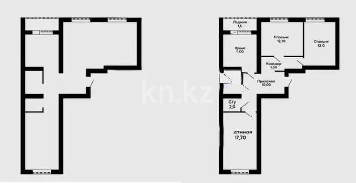 Продажа 3-комнатной квартиры, 80 м², ул. Гапеева, дом  1/9 - Продажа  трехкомнатных квартир в Караганде фото 1 из 1