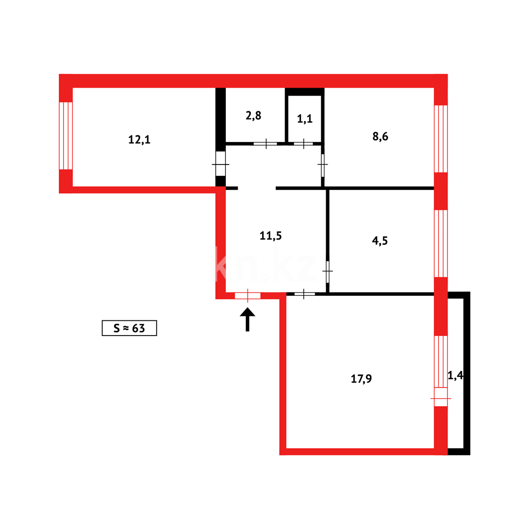 Продажа 3-комнатной квартиры, 65 м², мкр. Голубые Пруды, дом  15 - Продажа квартир в Караганде фото 19 из 19