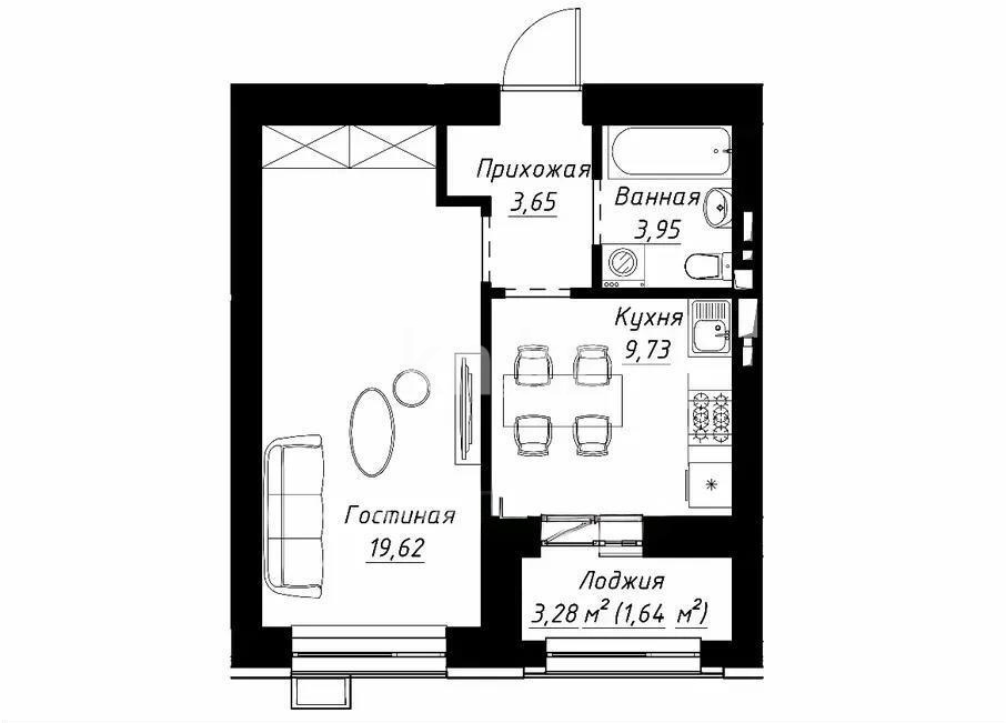 Продажа 1-комнатной квартиры, 38.59 м², ул. Айтматова, дом  1 стр - Продажа квартир в Астане фото 1 из 1