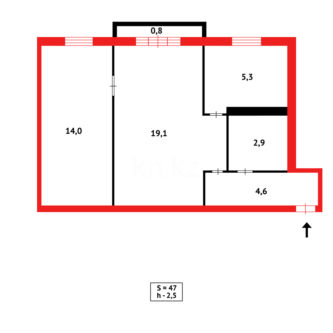 Продажа 2-комнатной квартиры, 47 м², пр. Момышулы в Темиртау - фото 8