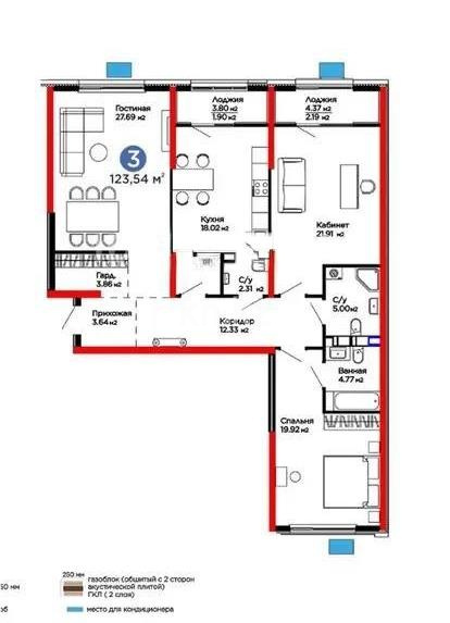 Продажа 3-комнатной квартиры, 123.54 м², пер. Лебедева, дом  1/1 - Продажа квартир в Казахстане фото 1 из 1