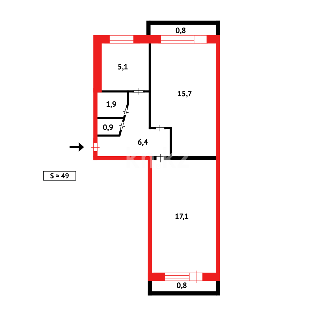 Продажа 2-комнатной квартиры, 49 м² - Продажа квартир в панельном доме в Темиртау - страница 8 фото 1 из 1