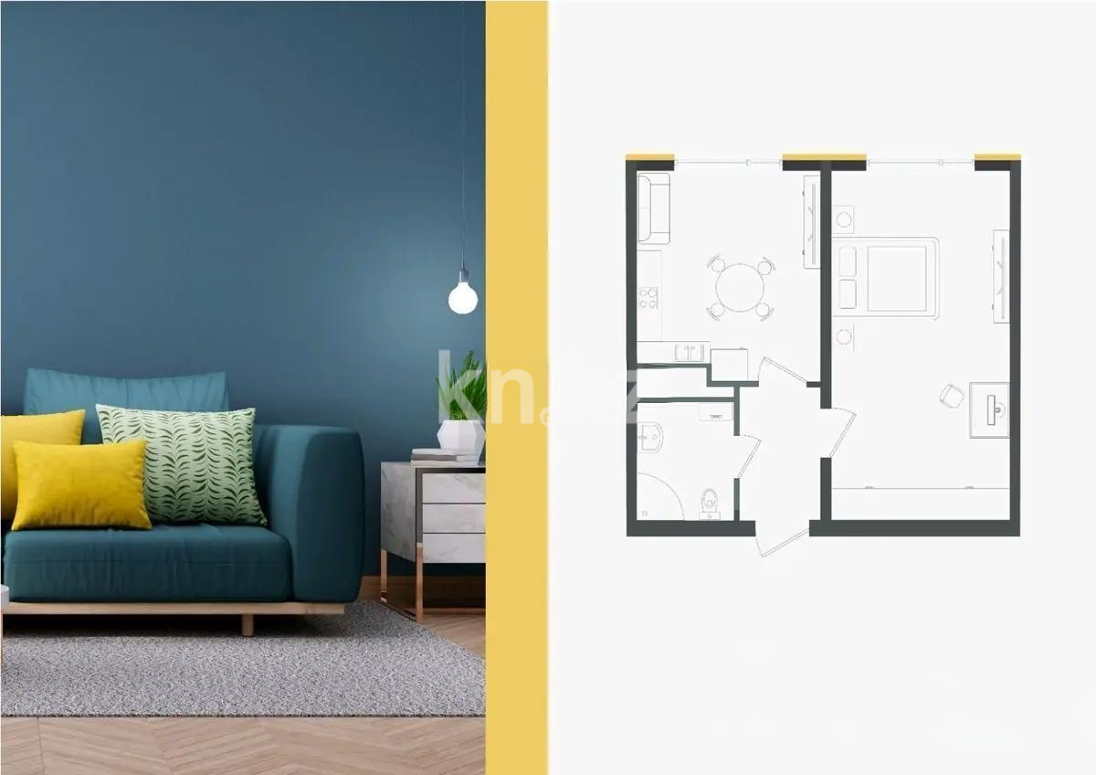 Продажа 1-комнатной квартиры, 43.4 м² в Алматы