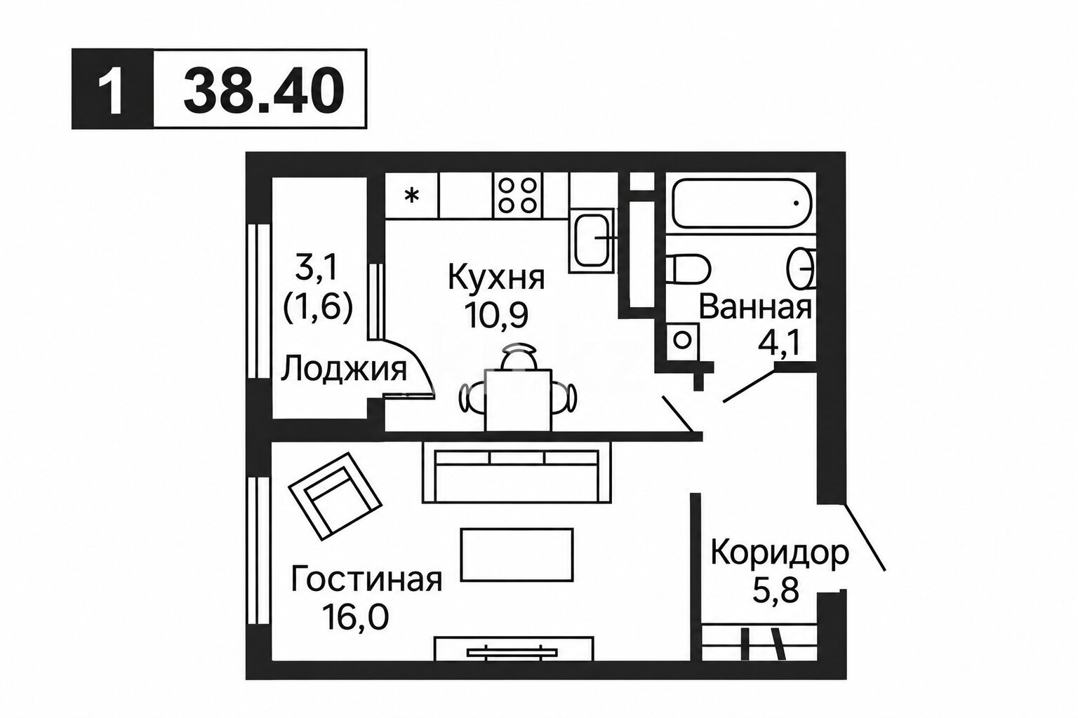 Продажа 1-комнатной квартиры, 38.4 м² в Алматы - фото 3