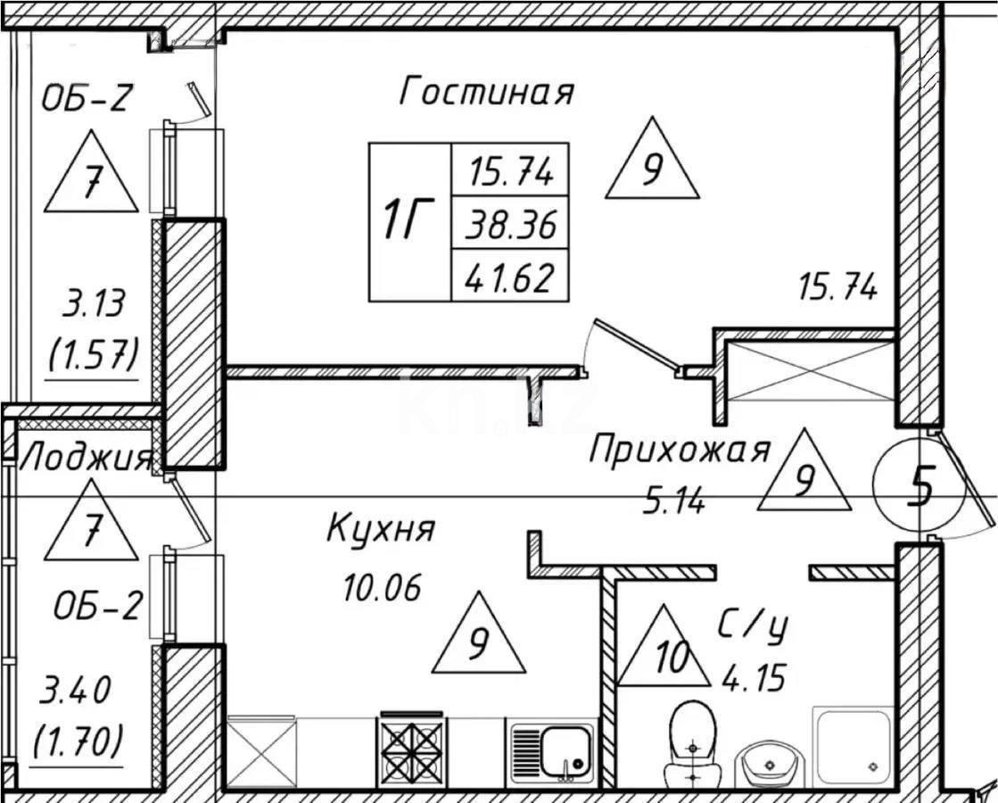 Продажа 1-комнатной квартиры, 38.35 м², ул. Айтматова, дом  33 стр - Продажа  однокомнатных квартир в Астане без посредников фото 1 из 1