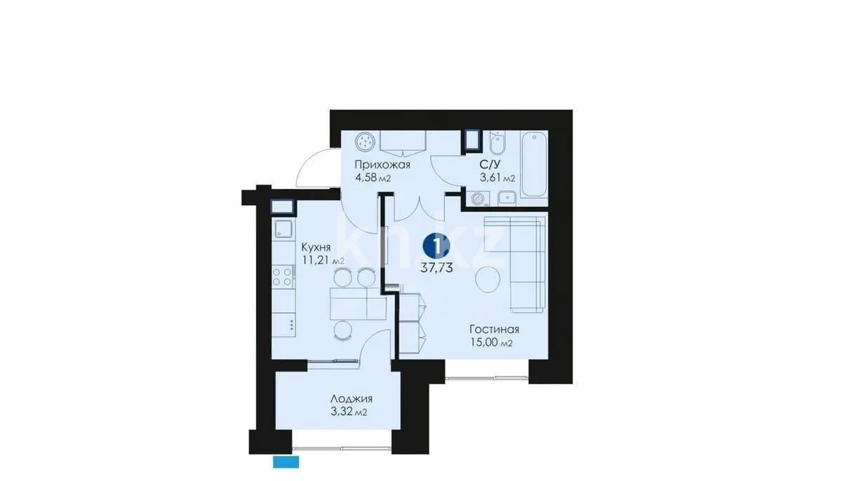 Продажа 1-комнатной квартиры, 37.7 м², ул. Толе би, дом  63 в Астане - фото 4