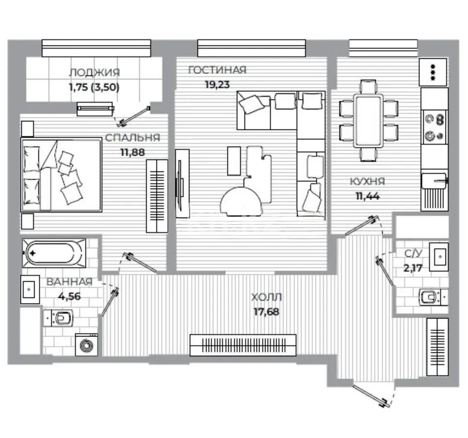 Продажа 2-комнатной квартиры, 70 м² - Продажа квартир в блочном доме в Астане фото 1 из 1