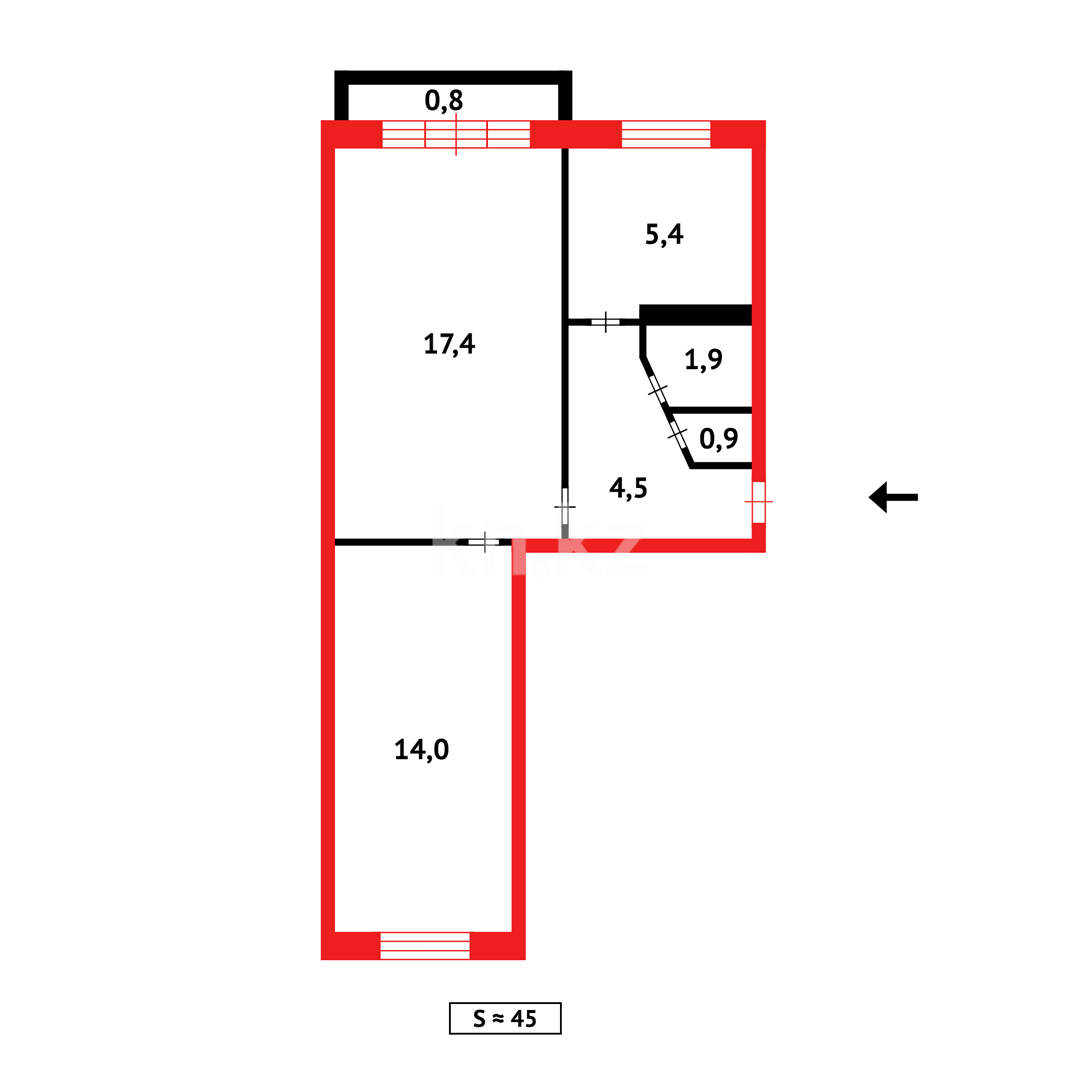 Продажа 2-комнатной квартиры, 45 м², ул. 6-й мик-н в Темиртау - фото 14
