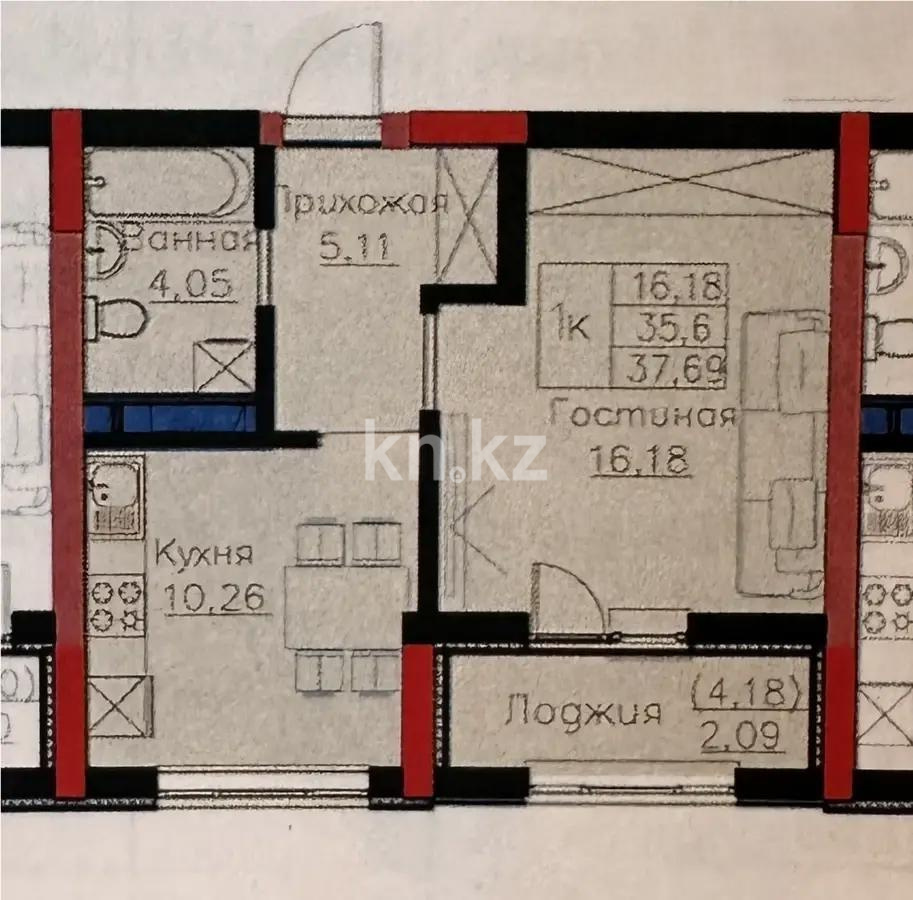 Продажа 1-комнатной квартиры, 38 м² - Продажа квартир в новостройках Астаны без посредников - страница 14 фото 1 из 1