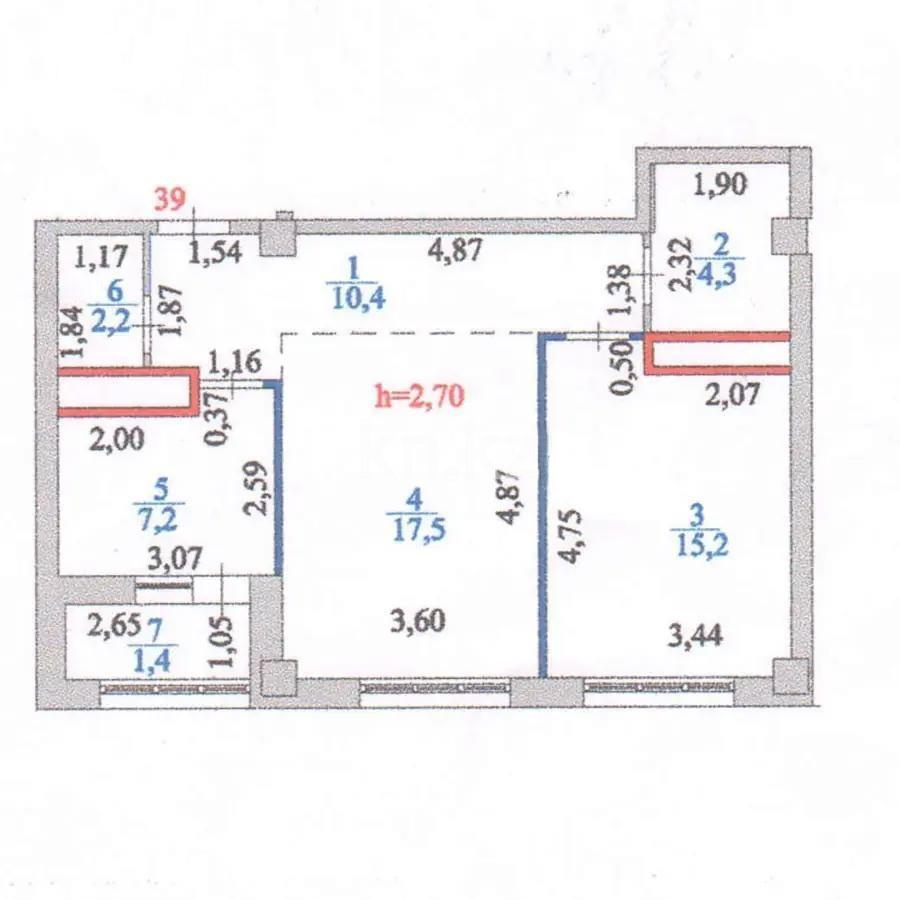Продажа 2-комнатной квартиры, 58.2 м², ул. Мухамедханова, дом  17/1 в Астане