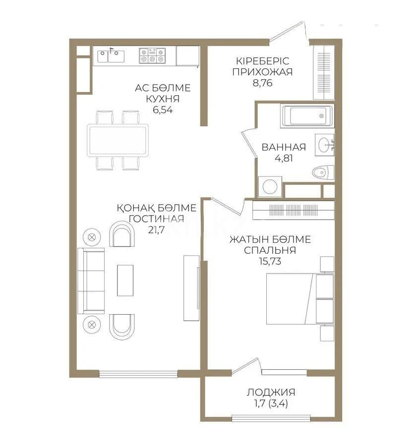 Продажа 2-комнатной квартиры, 60 м², ул. Сатпаева, дом  90а/1 - Продажа  двухкомнатных квартир в новостройках Алматы фото 1 из 1