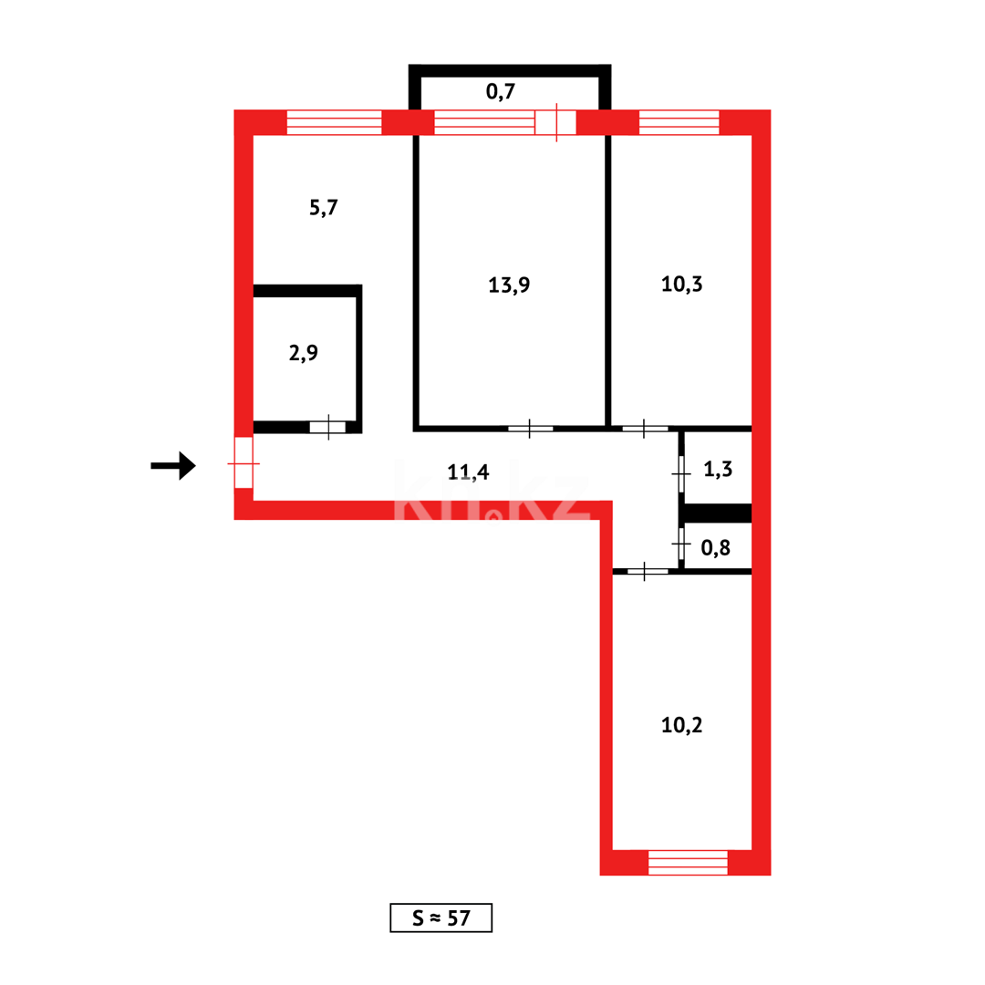 Продажа 3-комнатной квартиры, 57 м², бульвар Независимости, дом  11/1 в Темиртау - фото 16