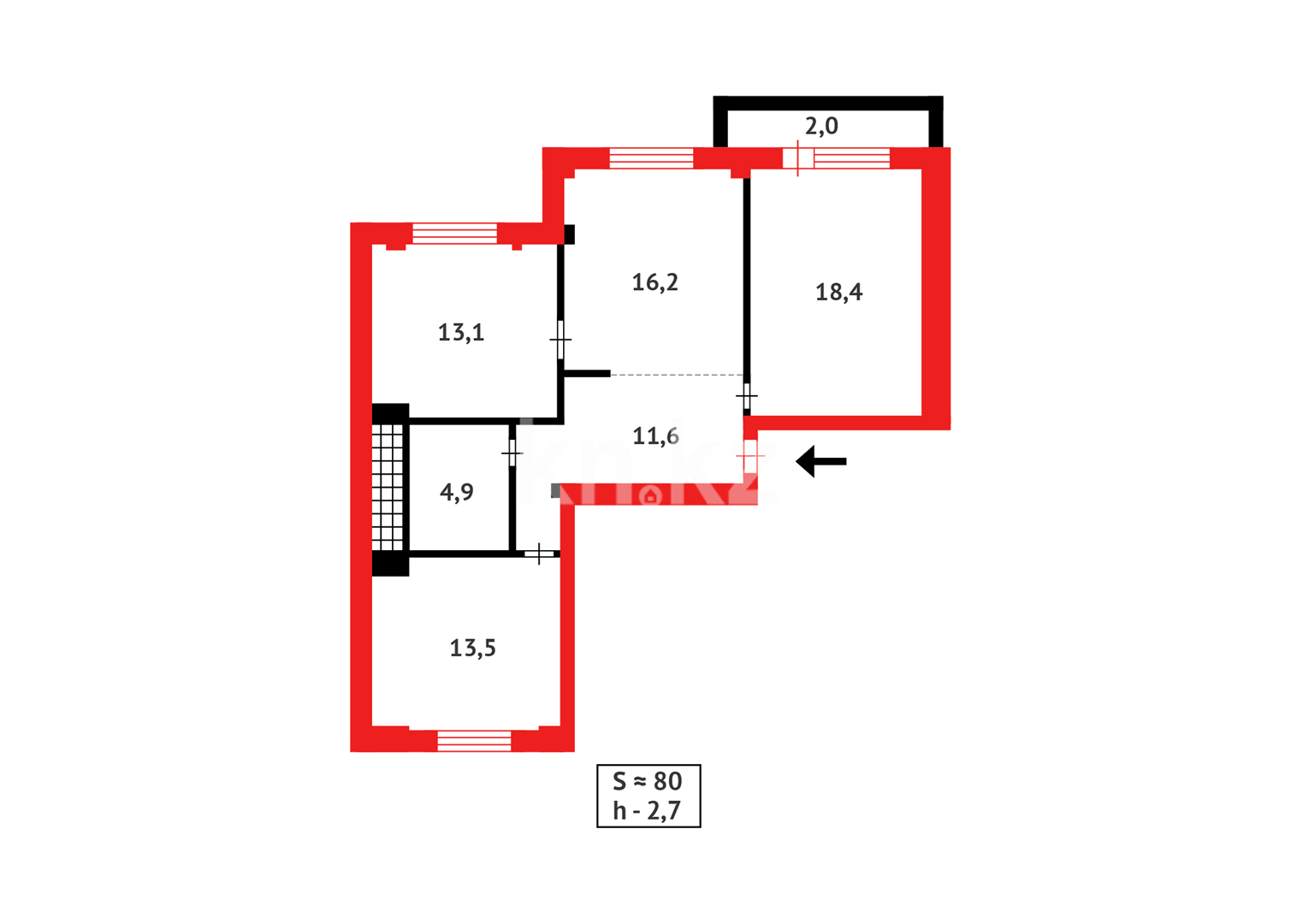 Продажа 3-комнатной квартиры, 80 м² в Караганде - фото 18
