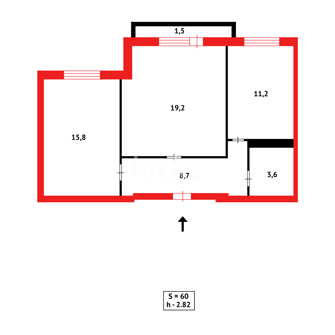 Продажа 2-комнатной квартиры, 60 м², ул. Сарыарка, дом  31 - Продажа  двухкомнатных квартир в Караганде фото 12 из 12