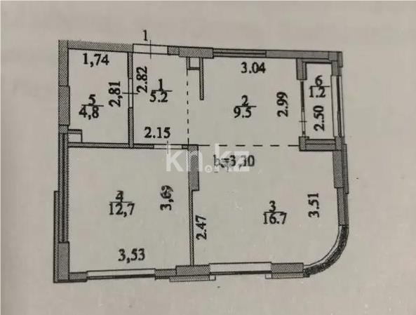Продажа 2-комнатной квартиры, 50.1 м² в Астане
