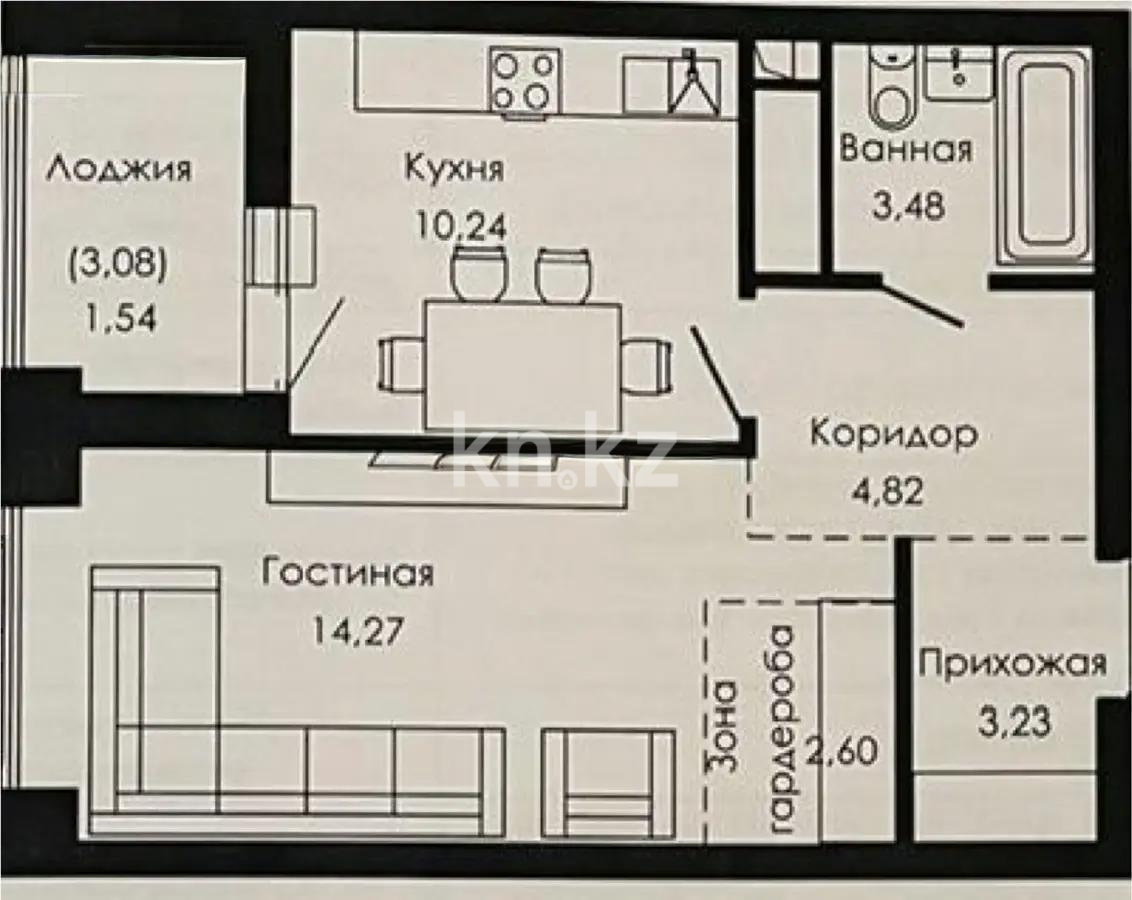 Продажа 1-комнатной квартиры, 40 м², пр. Мангилик Ел, дом  68 - Продажа квартир в Казахстане фото 1 из 1
