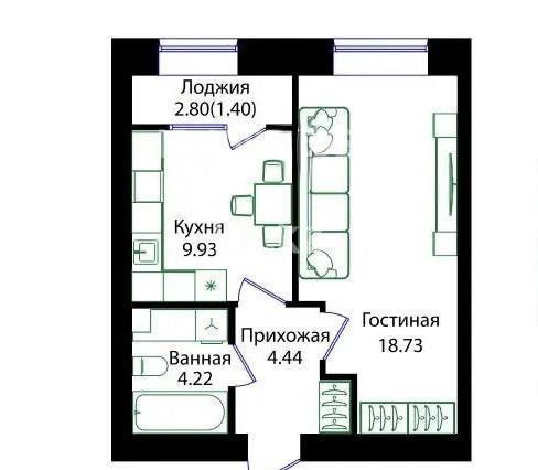 Продажа 1-комнатной квартиры, 38.72 м², ул. Айтматова, дом  79/1 в Астане