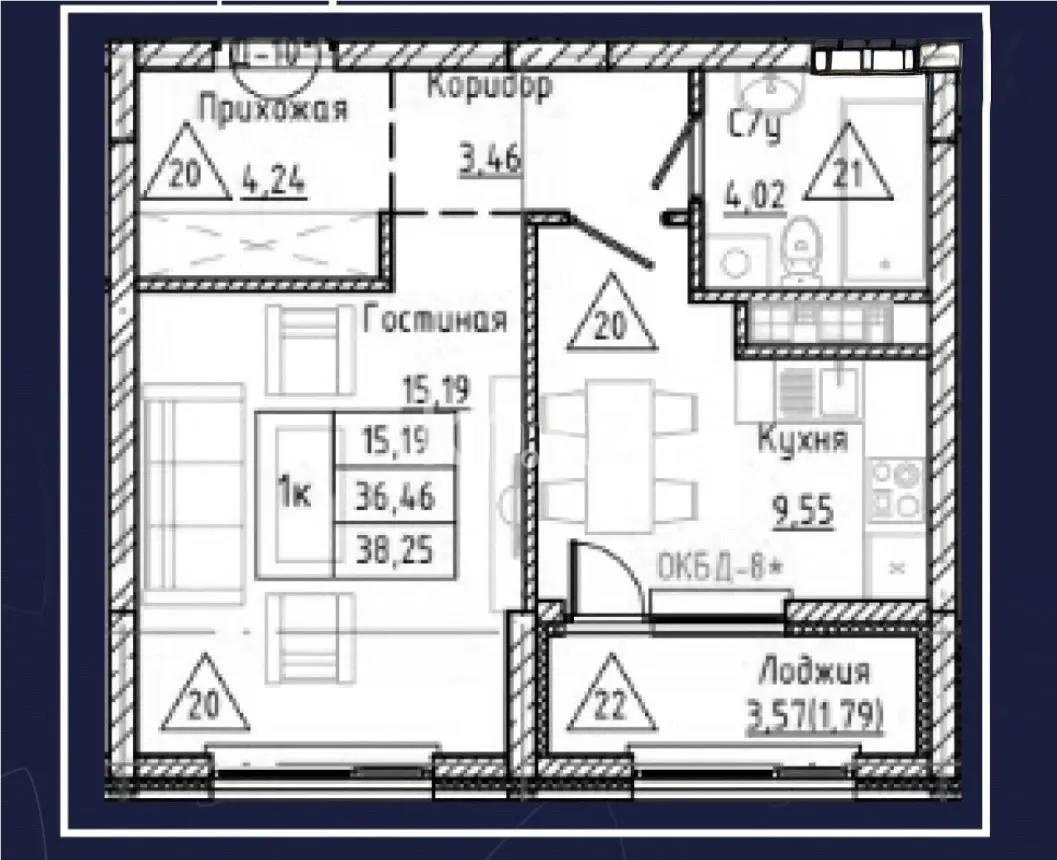 Продажа 1-комнатной квартиры, 38.35 м² - Продажа однокомнатных квартир в Астане - страница 4 фото 1 из 1