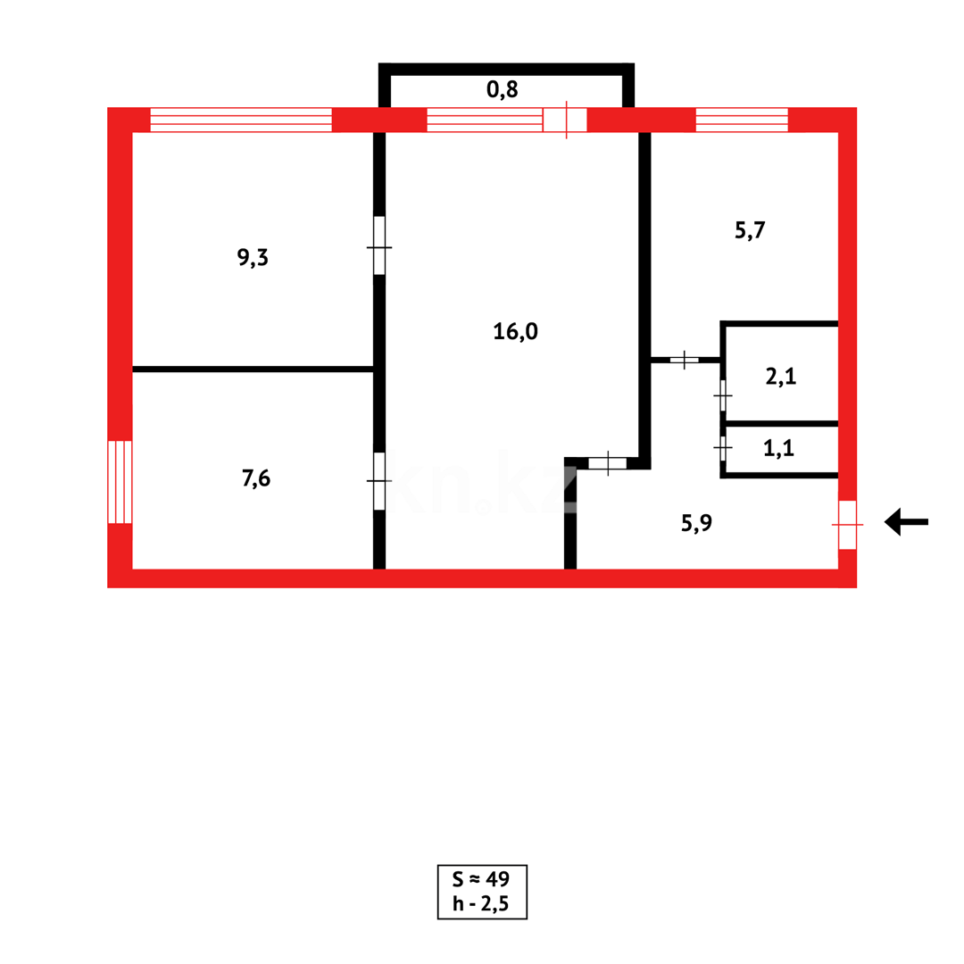 Продажа 3-комнатной квартиры, 48 м², мкр-н 2, дом  11 - Продажа квартир в Абае фото 8 из 8