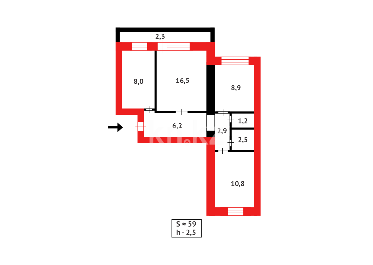 Продажа 3-комнатной квартиры, 59 м² - Продажа трехкомнатных квартир на Юго-Востоке Караганды - страница 3 фото 18 из 18