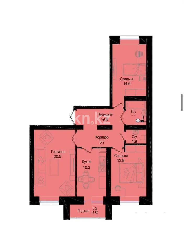 Продажа 3-комнатной квартиры, 78 м² в Астане