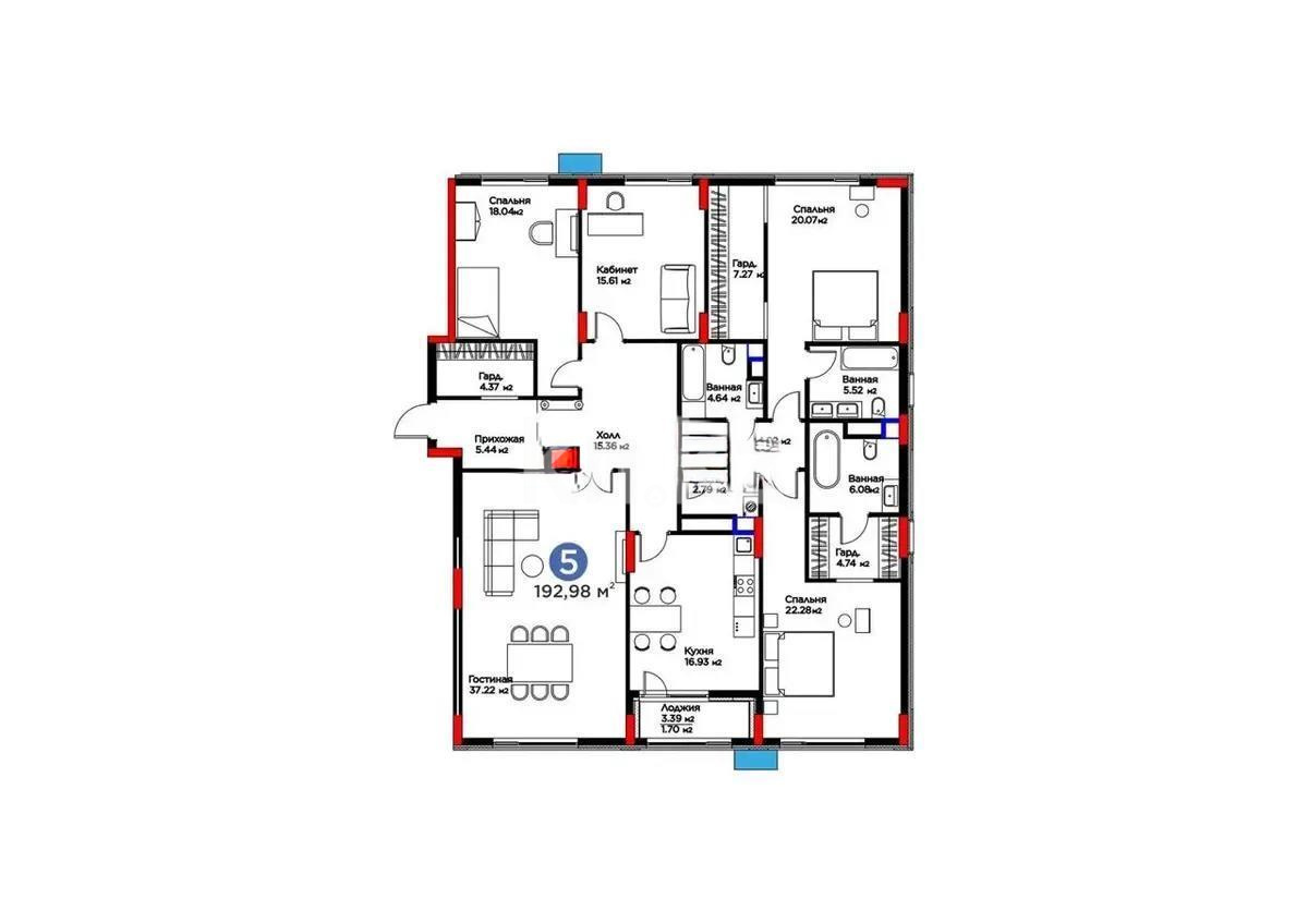 Продажа 5-комнатной квартиры, 193 м² - Продажа квартир в новостройках Астаны без посредников - страница 42 фото 1 из 1