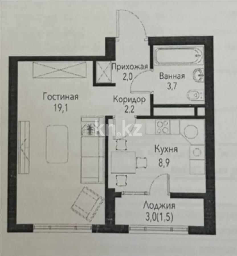 Продажа 1-комнатной квартиры, 38 м², ул. Рыскулова, дом  2б/1 - Продажа  однокомнатных квартир в Алматы с фото фото 1 из 1