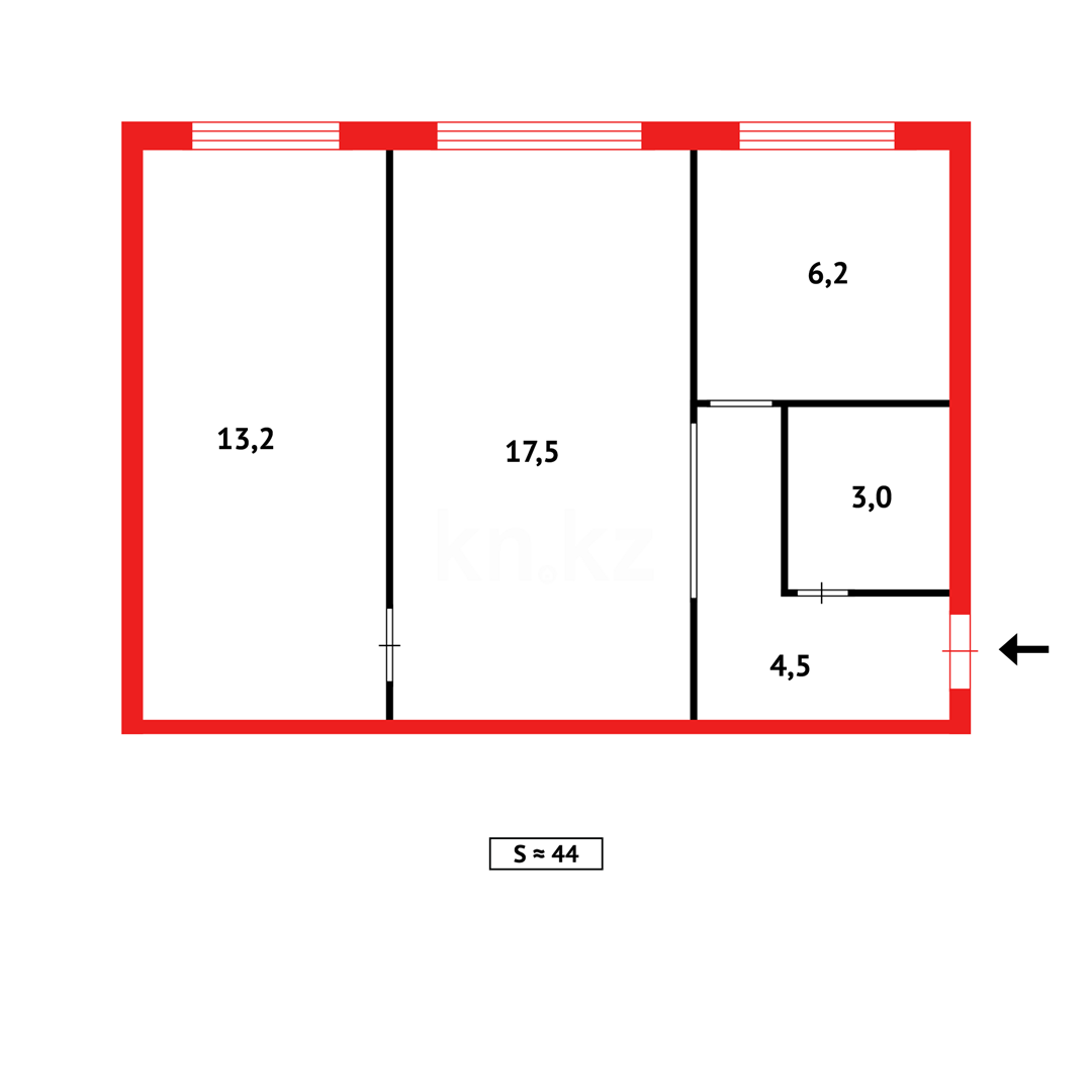 Продажа 2-комнатной квартиры, 44 м² - Продажа двухкомнатных квартир в блочном доме в Темиртау фото 9 из 9