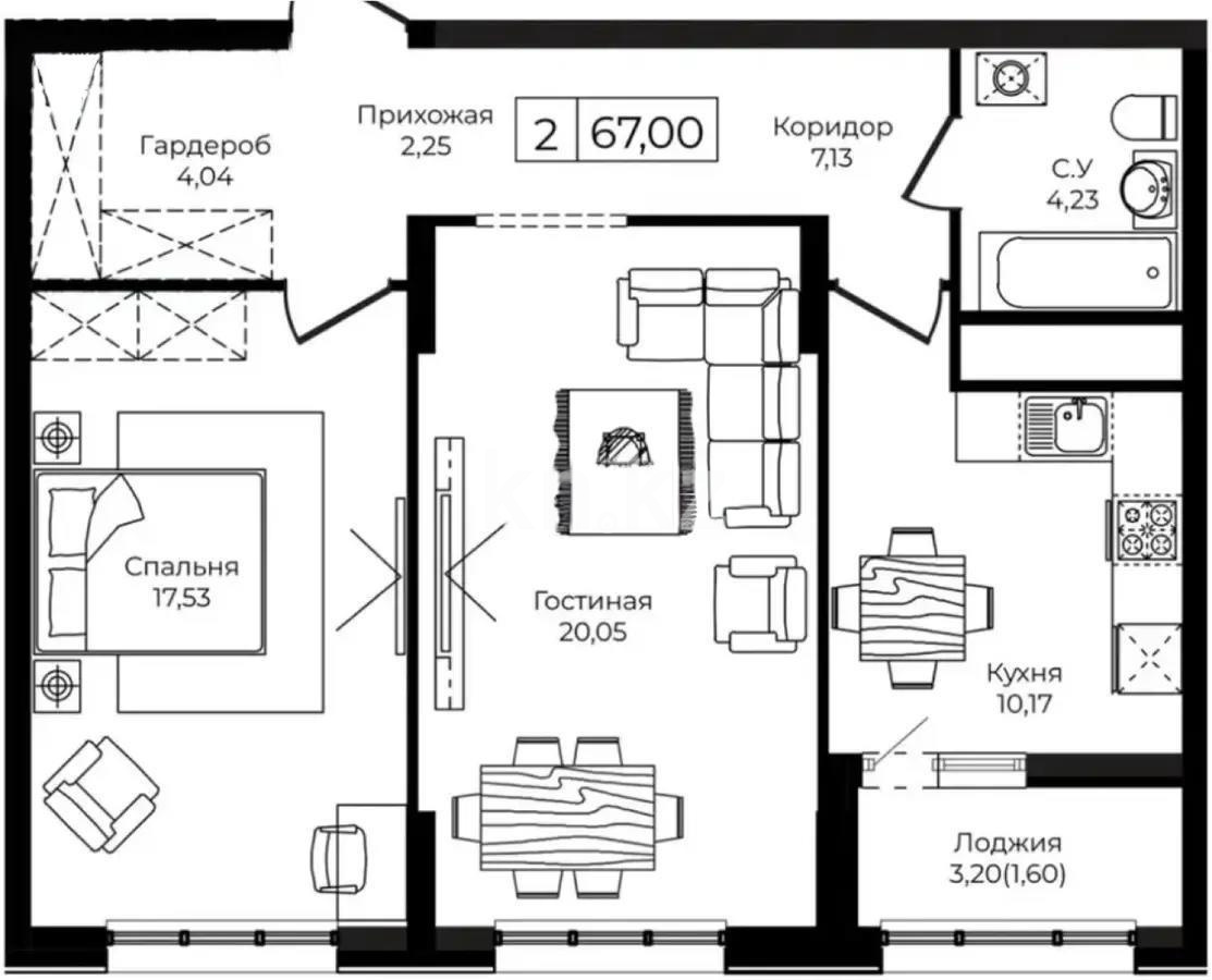 Продажа 2-комнатной квартиры, 67 м², ул. Анет баба, дом  4 в Астане - фото 2