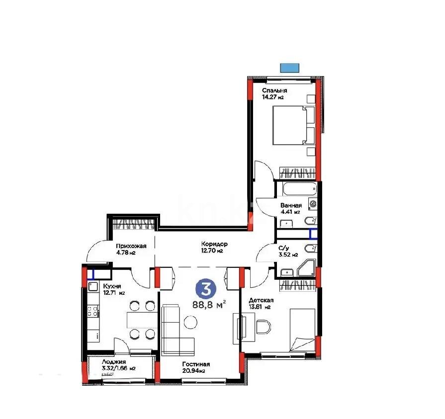 Продажа 3-комнатной квартиры, 88.8 м² в Астане - фото 2