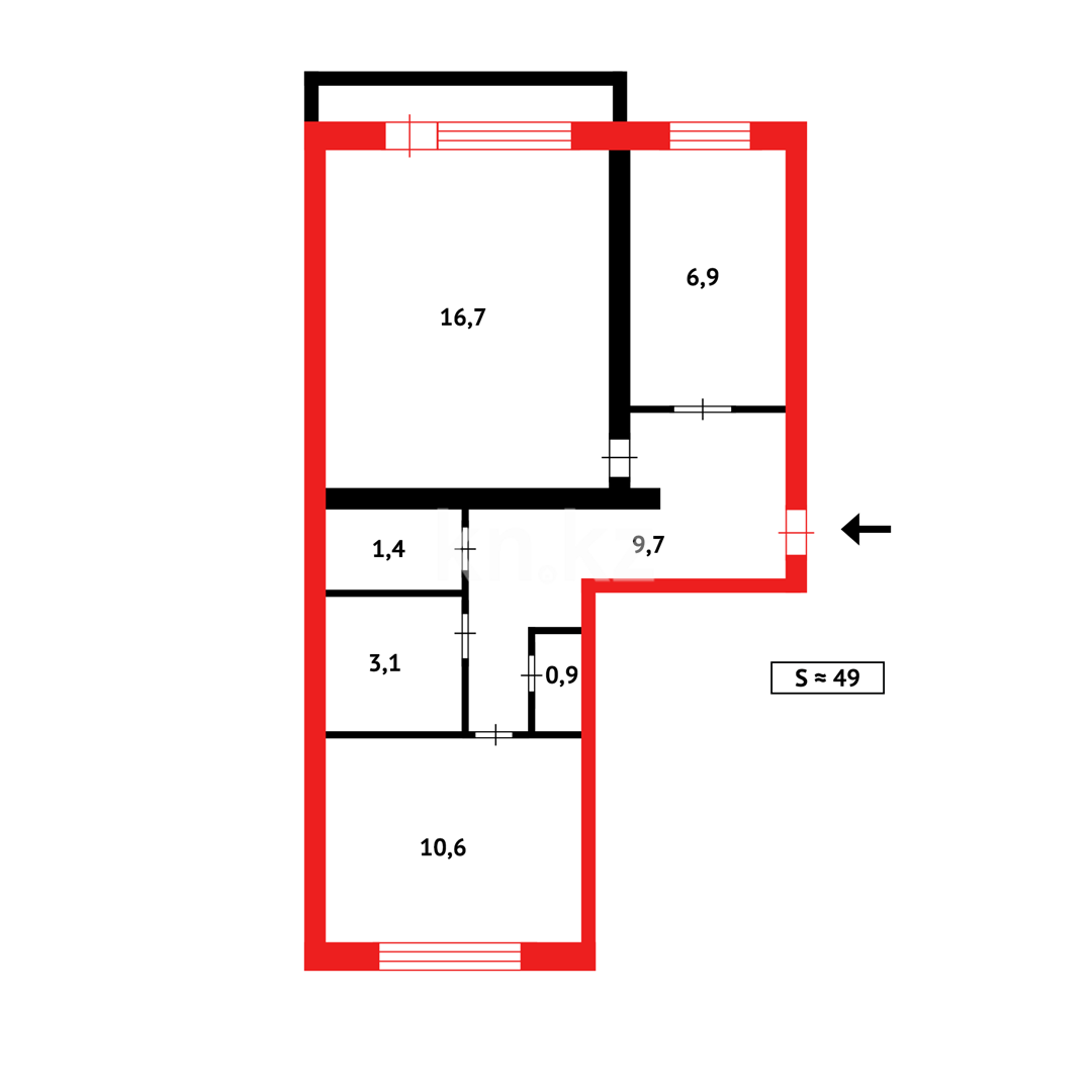 Продажа 2-комнатной квартиры, 49 м², ул. Локомотивная в Караганде - фото 14
