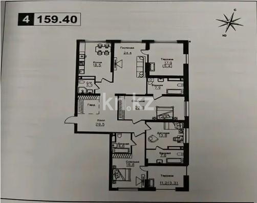 Продажа 4-комнатной квартиры, 159.4 м² - Продажа квартир в Алматы фото 1 из 1