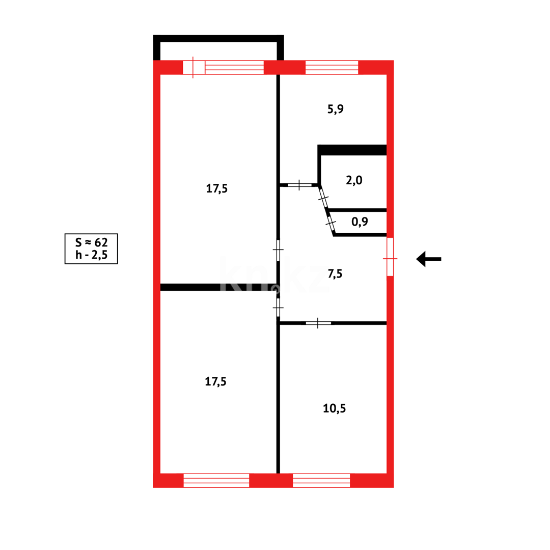 Продажа 3-комнатной квартиры, 62 м² в Караганде - фото 11