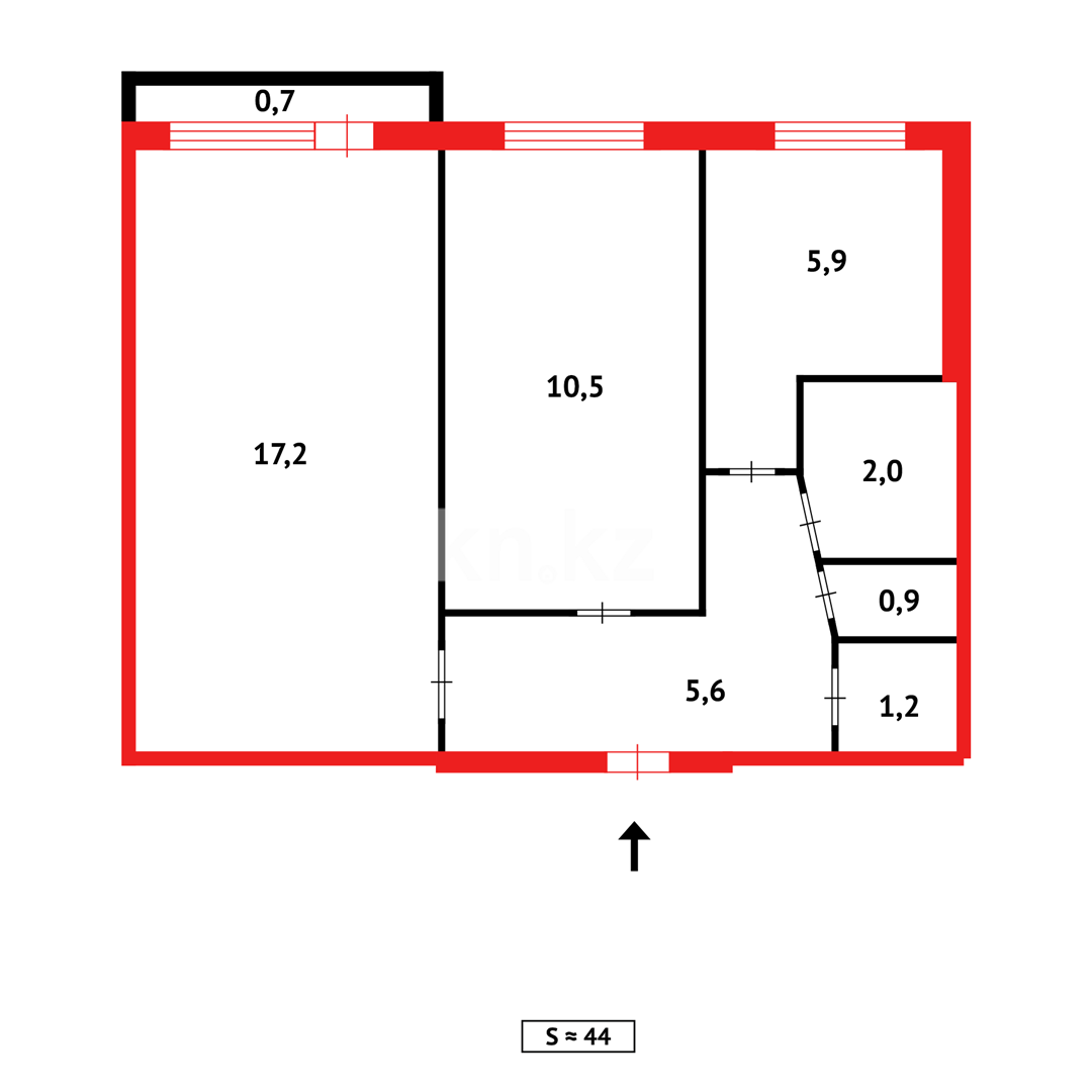 Продажа 2-комнатной квартиры, 43 м², ул. Вагонная - Продажа квартир в Караганде фото 9 из 9