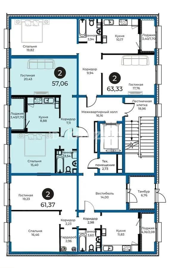 Продажа 2-комнатной квартиры, 57.6 м² - Продажа двухкомнатных квартир в р-не Нура Астаны - страница 2 фото 2 из 2