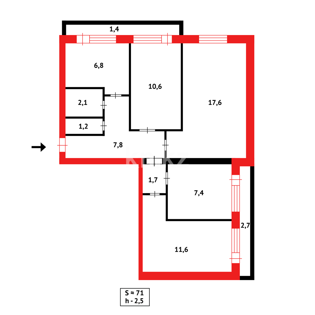 Продажа 4-комнатной квартиры, 68 м² в Караганде - фото 20
