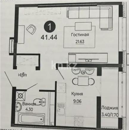 Продажа 1-комнатной квартиры, 41.44 м², ул. Е-882, дом  7 - Продажа земельных участков в Жезказгане фото 1 из 1