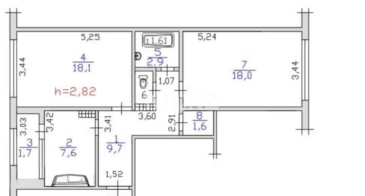 Продажа 2-комнатной квартиры, 61 м² в Алматы