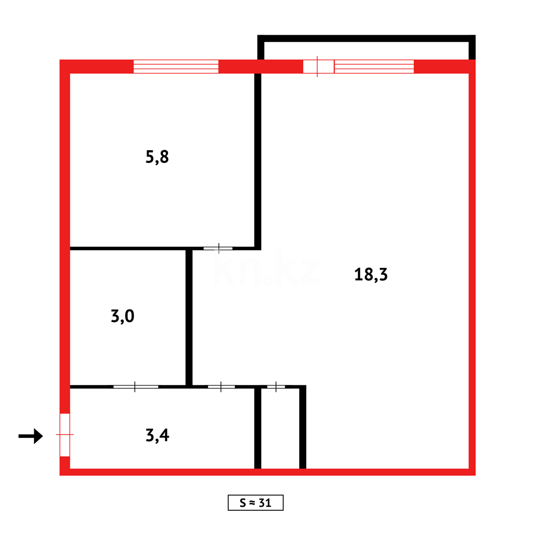Продажа 1-комнатной квартиры, 32 м², ул. Чернышевского в Темиртау - фото 7