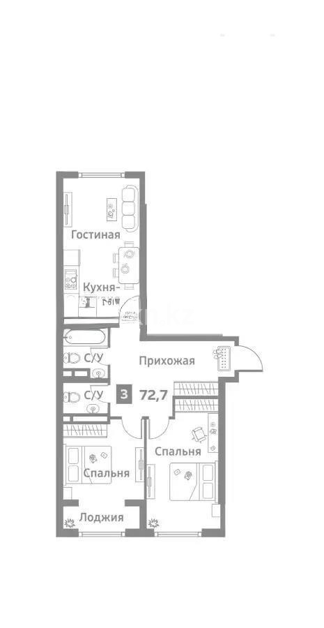 Продажа 2-комнатной квартиры, 70 м² - Продажа квартир в новостройках Алматы фото 2 из 2