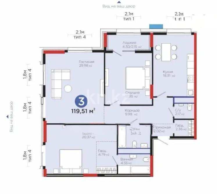 Продажа 3-комнатной квартиры, 120 м² в Астане
