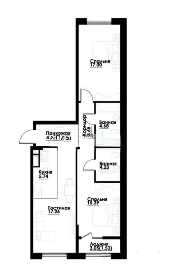 Продажа 3-комнатной квартиры, 75 м² в Алматы