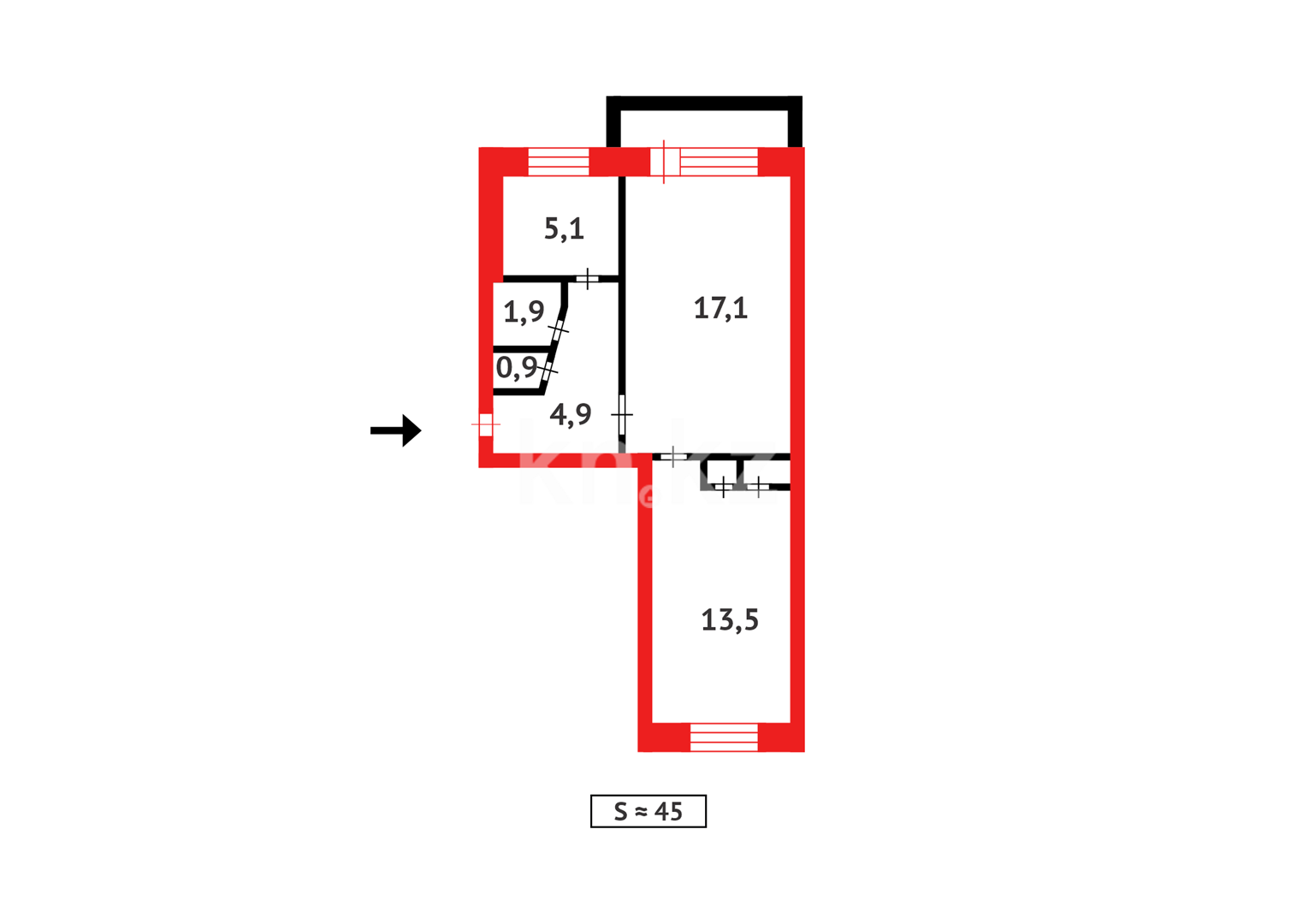 Продажа 2-комнатной квартиры, 45 м², 6 мкр. - Продажа и аренда недвижимости в Темиртау фото 13 из 13