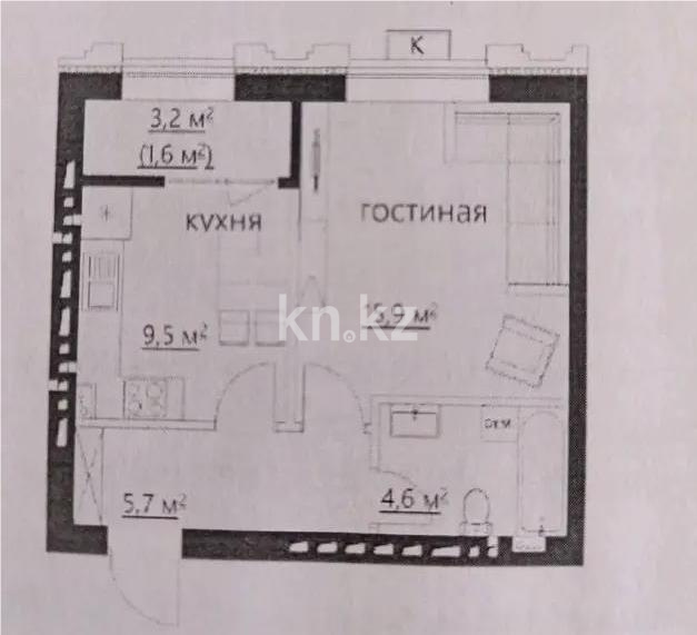 Продажа 1-комнатной квартиры, 38 м² - Продажа  однокомнатных квартир в новостройках Караганды фото 1 из 1
