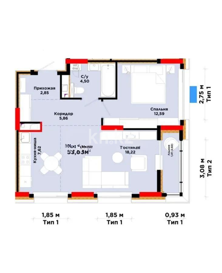 Продажа 2-комнатной квартиры, 53.05 м² - Продажа двухкомнатных квартир от собственников в Астане - страница 96 фото 1 из 1